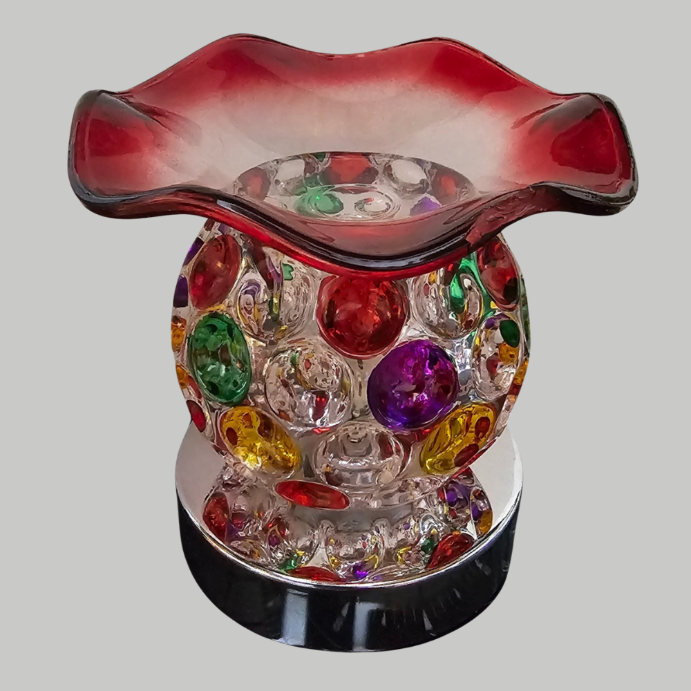 Muilt-Colored Polka Dots Glass Electric Touch Fragrance Burner!