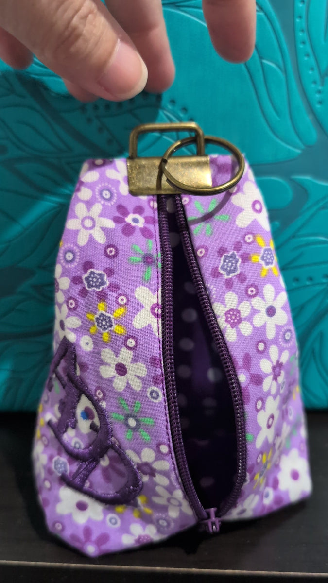 Key Fob Pouch Zipper with Initial Embroidery