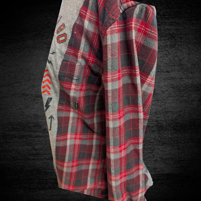 Upcycled Georgia Bulldogs Flannel Sleeve Shirt – Let's Go Dawgs – Size M/L